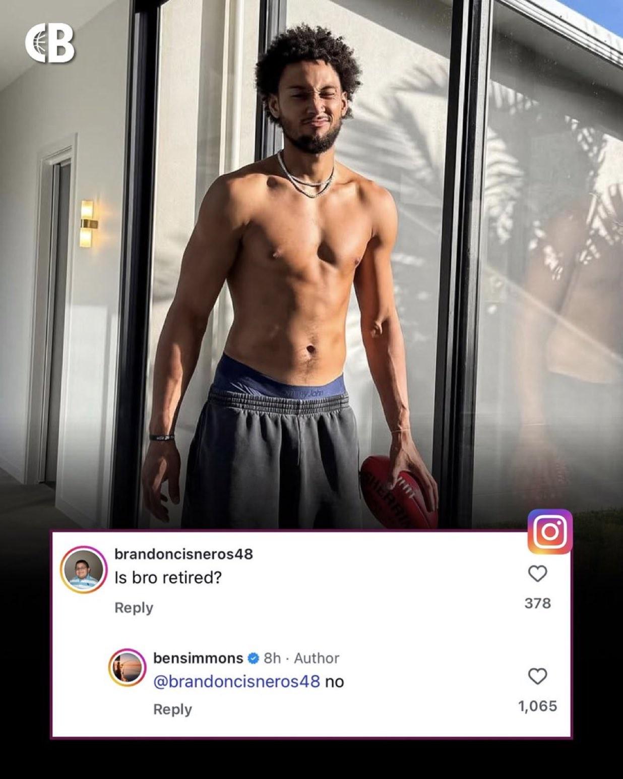 我經(jīng)過(guò)認(rèn)證 本·西蒙斯（Ben Simmons）回答評(píng)論：我沒(méi)有退休